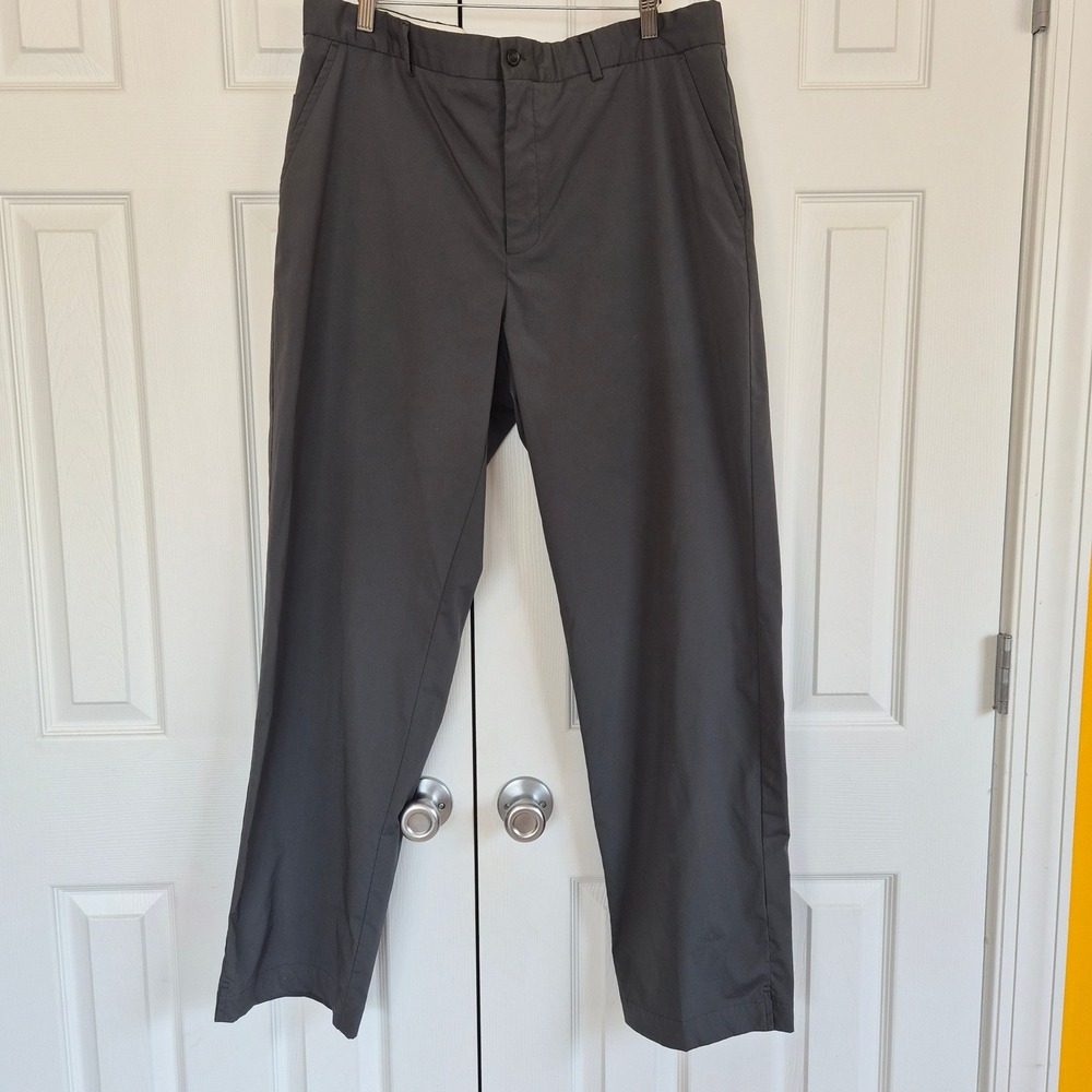 Greg Norman Shark Mens Charcoal Grey Performance Golf Pants Flat Front Trousers